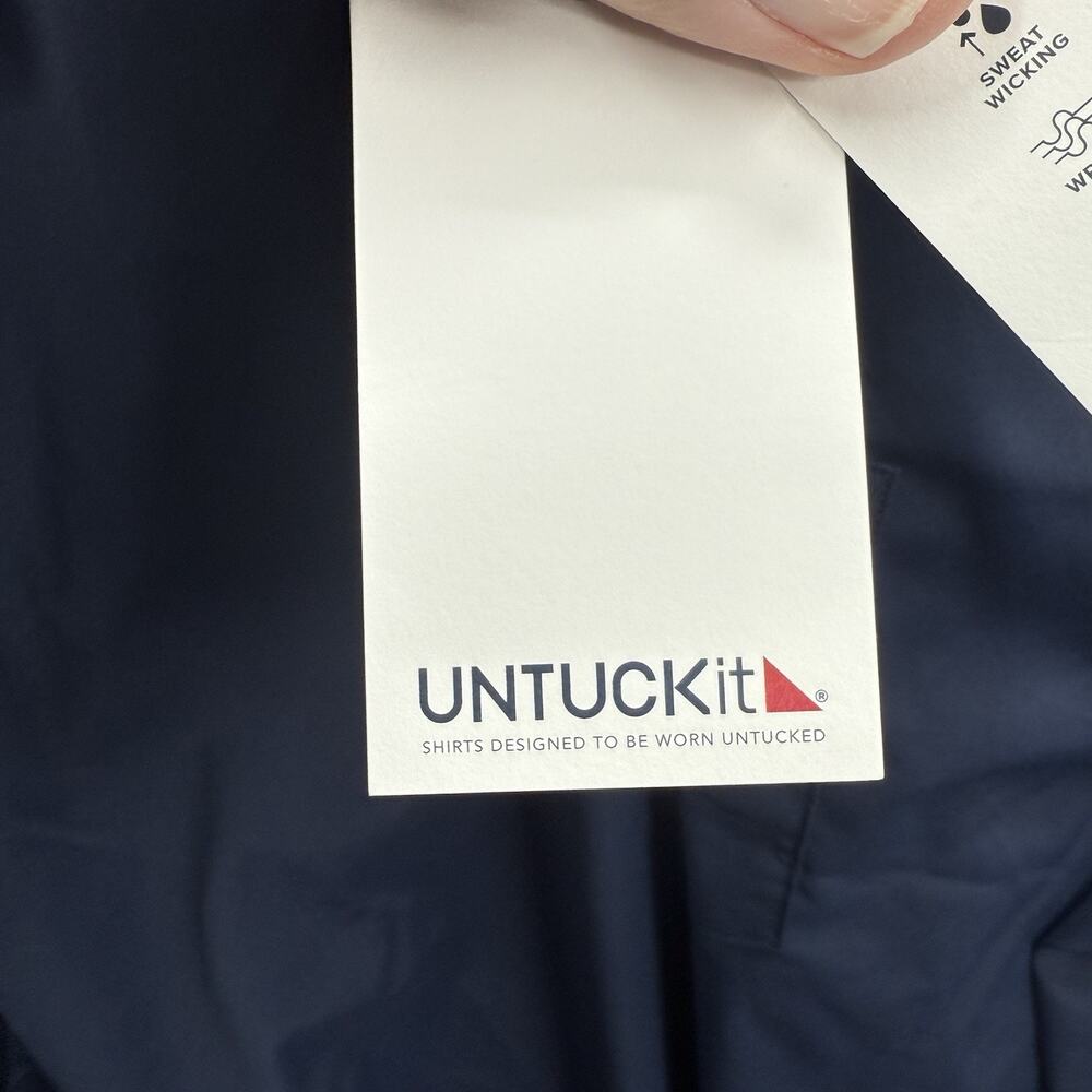 2025 UNTUCKit Shirt Men Large Navy Nylon Short Sleeve Button Up Stretch Casual. - Picture 4 of 10